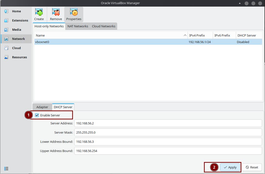Enable DHCP server