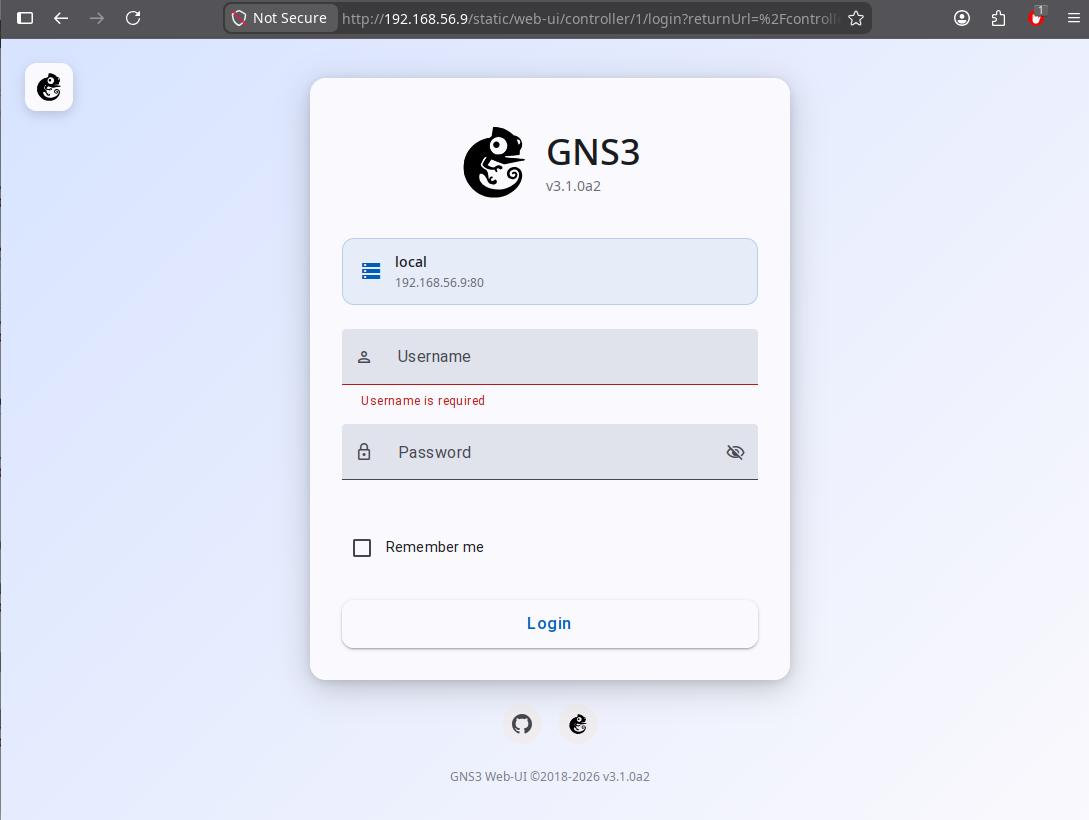 Web UI login page