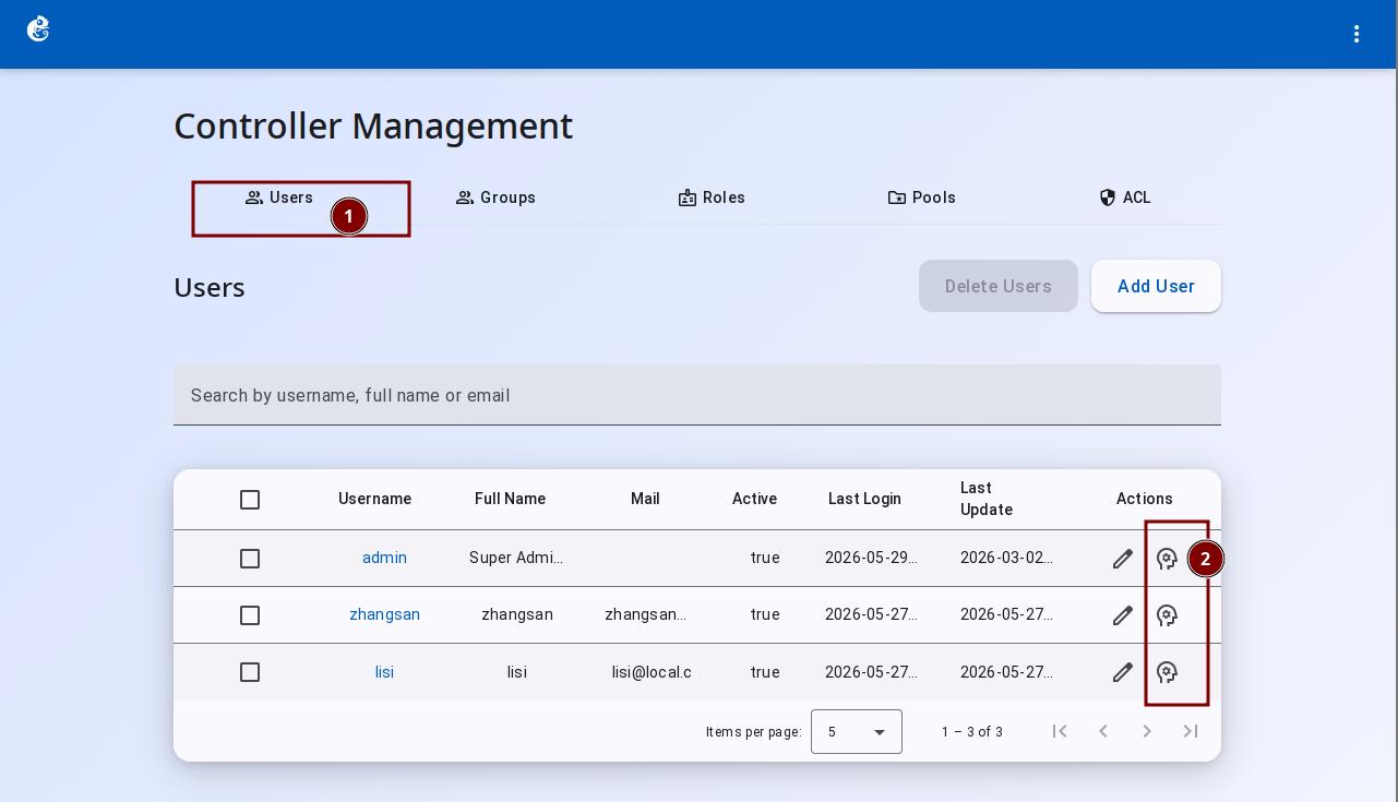 Users Tab Configuration