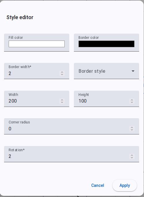 Rectangle Style editor