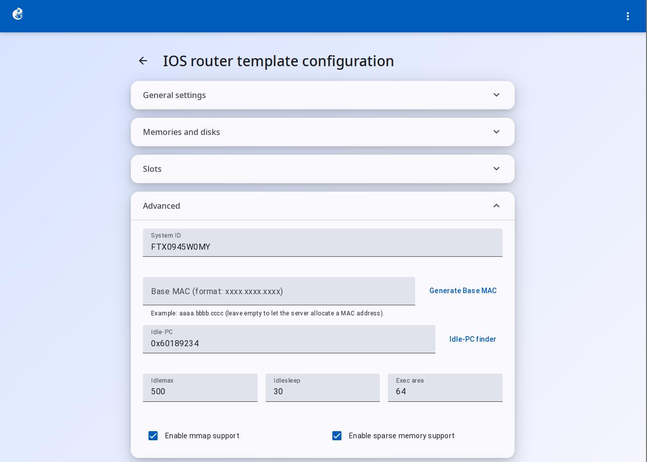 Advanced settings