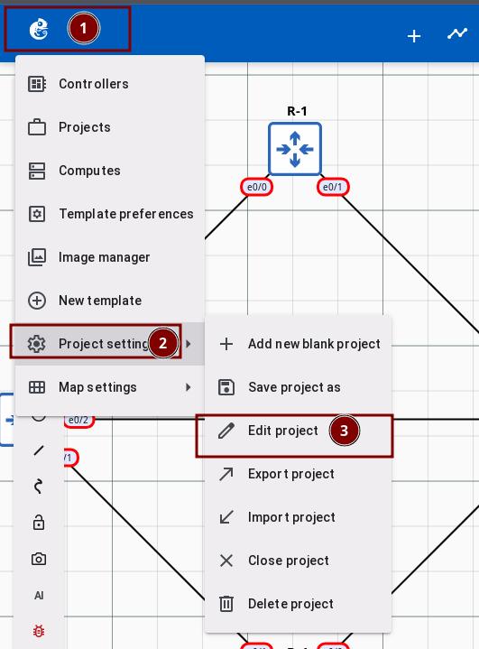 Topology page menu