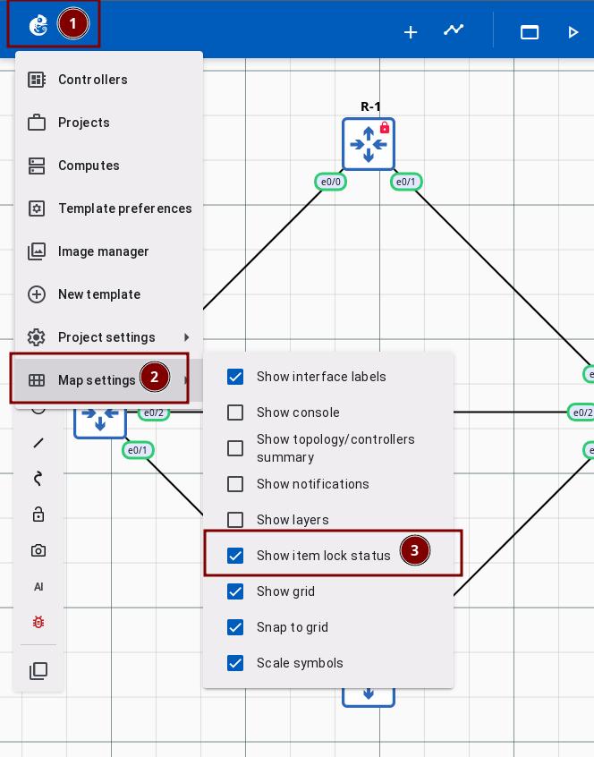 Map Settings menu