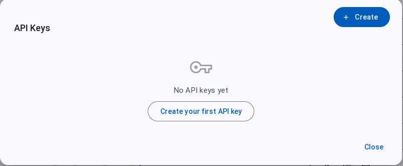 Create first API Key