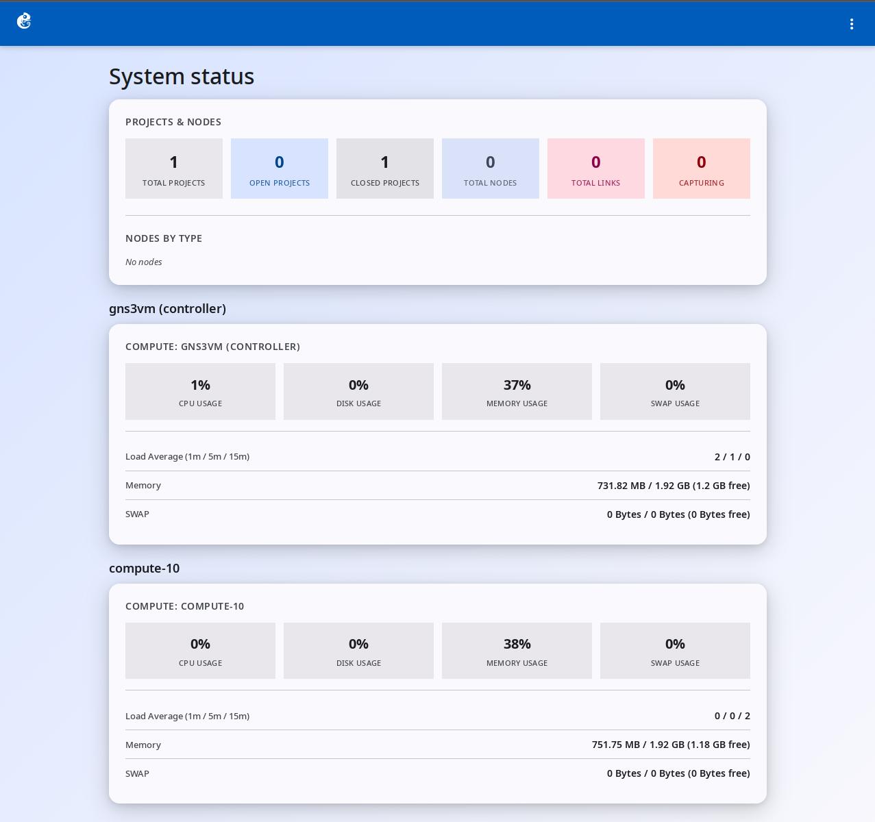 System status page