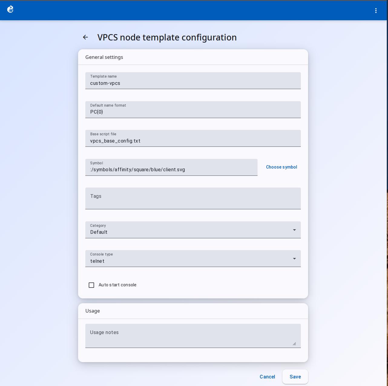 General settings