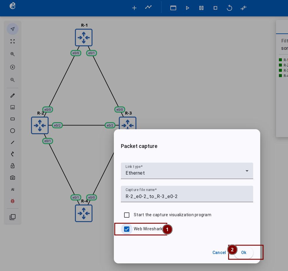 Configure Web Wireshark capture