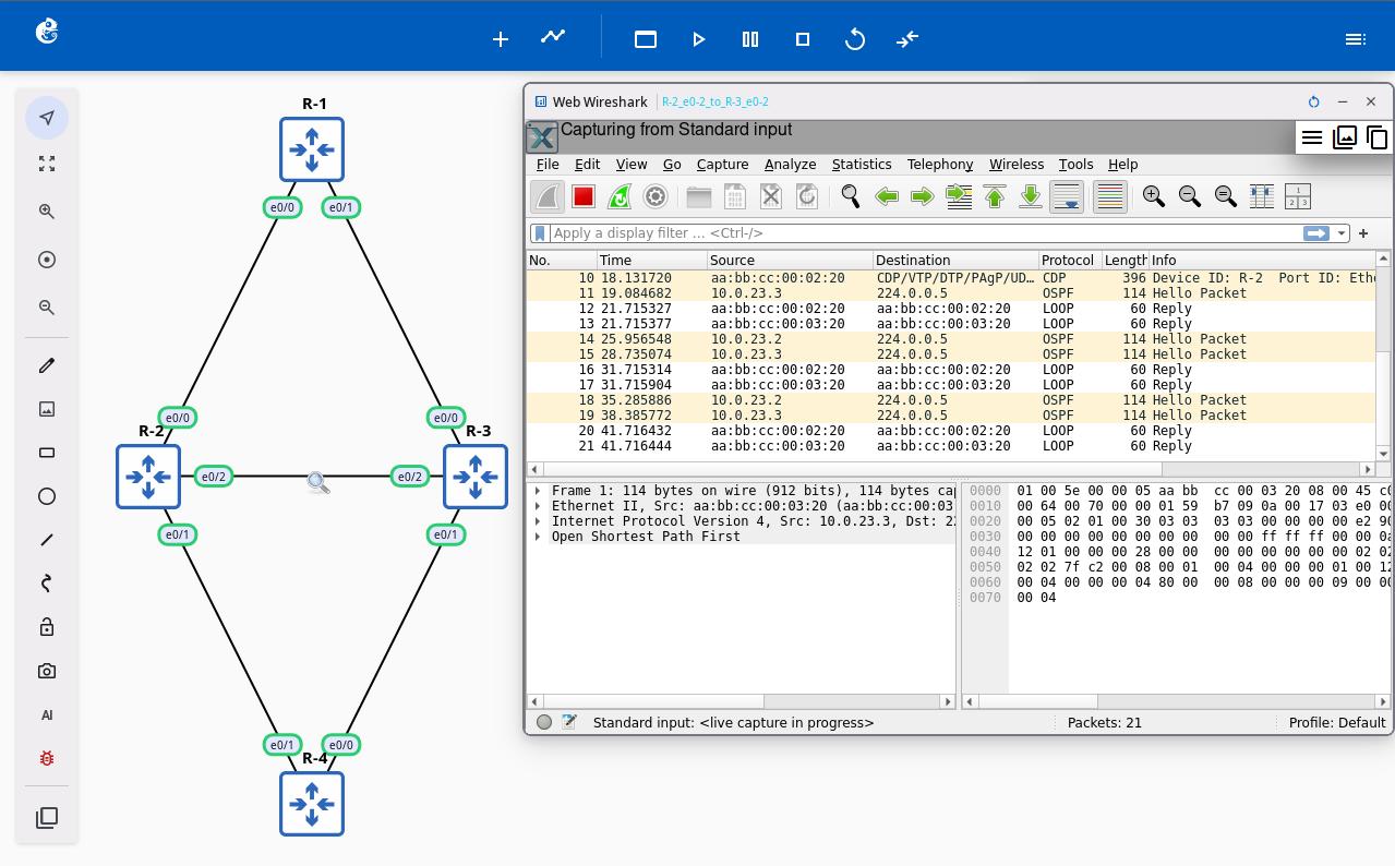 Web Wireshark inline window
