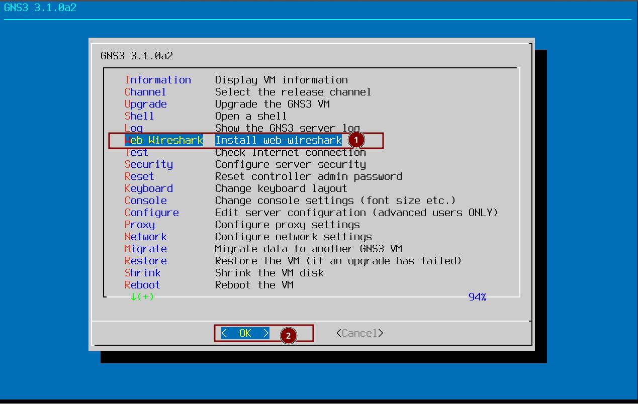 Web Wireshark installation selection interface