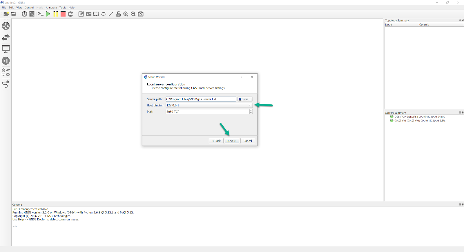 gns3 host binding