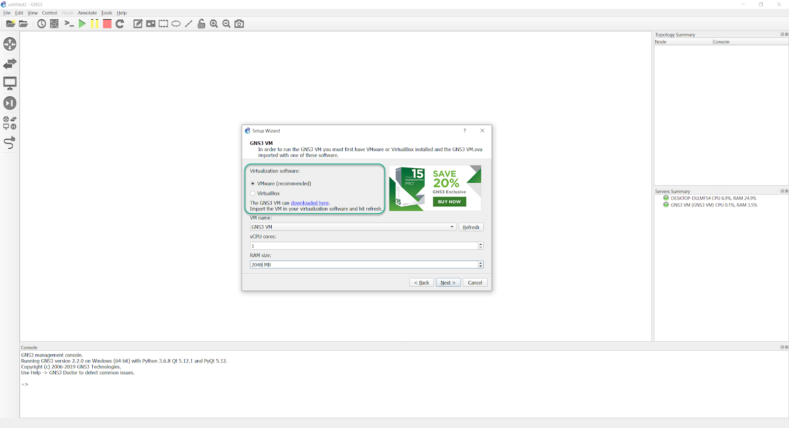 gns3 vm install steps