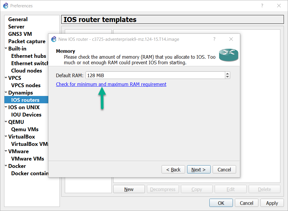 gns3 vm setup virtualbox change installation location