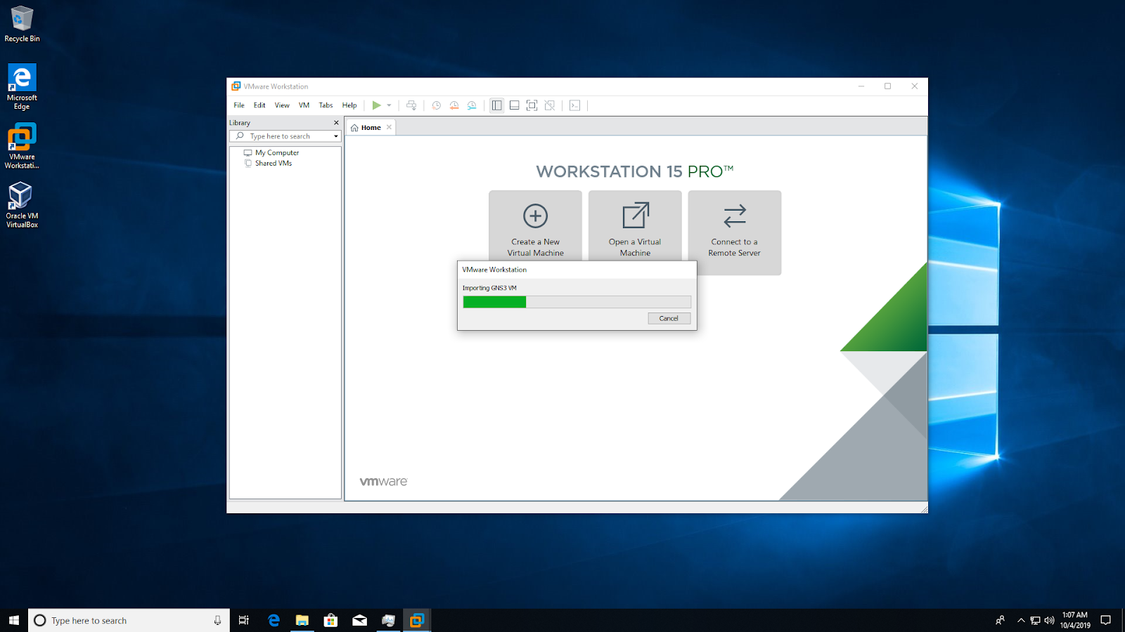 vmware workstation player and gns3 vm issues